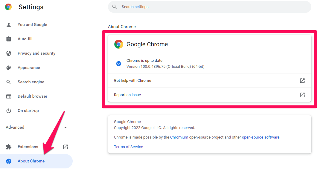 Make Sure The Chrome is Updated