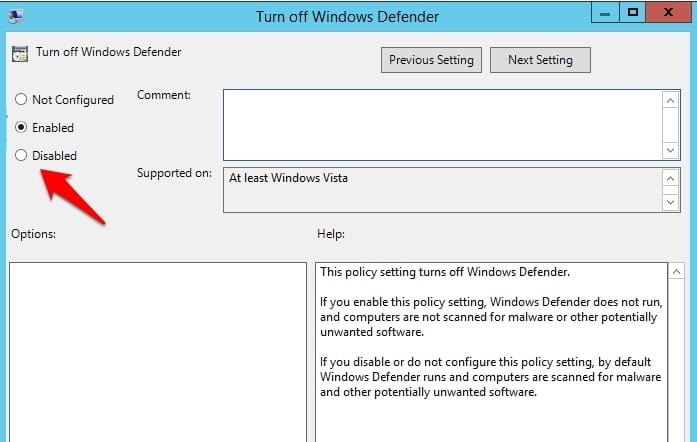 disable turn off windows defender
