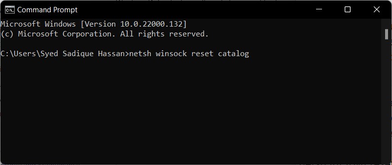 reset network catalog in windows 11