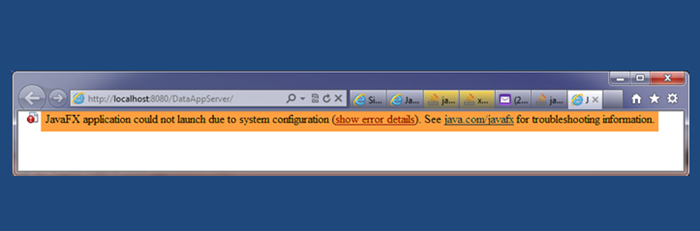 La aplicación JavaFX no se pudo iniciar debido a la configuración del sistema