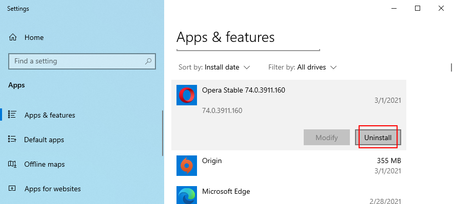 Windows 10 mostra come disinstallare un programma
