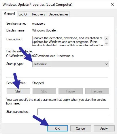 restart Windows Update service