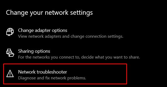 network troubleshooter windows 10