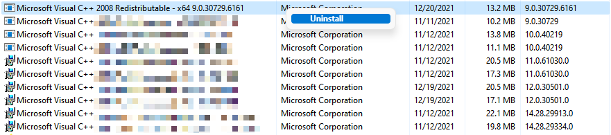 Corrupted Microsoft Visual C Redistributable files (1)